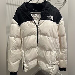 The North Face white and black Nordic Puffer Jacket